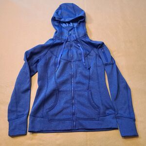 Tangerine Women's Blue Zip-Up Hoodie Jacket Size S Arm Pocket Thumb Loops
